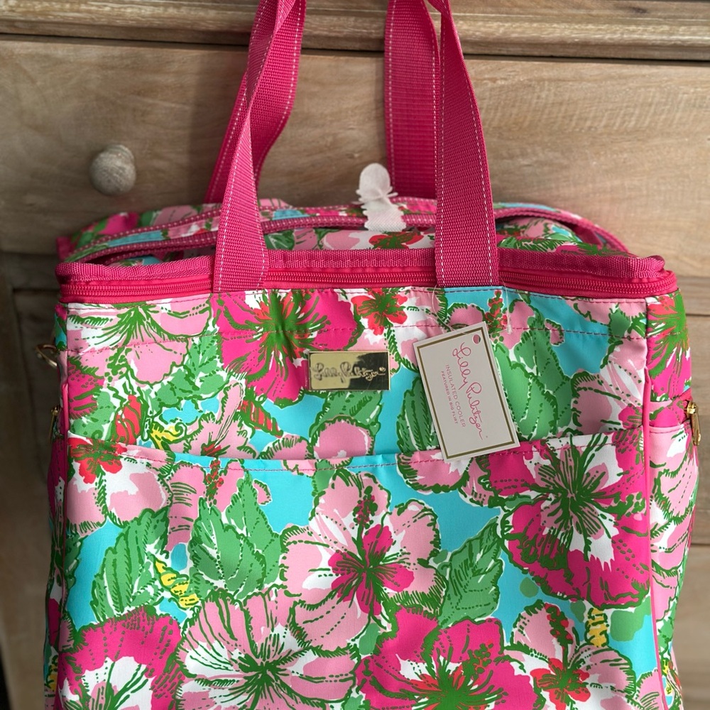 Lilly Pulitzer Pink and Green Floral Cooler Bag